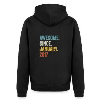 Awesome Since January 2017 6. Geburtstag - Unisex Premium Bio Zip Hoodie - Schwarz - Hinten - Nico (187cm)