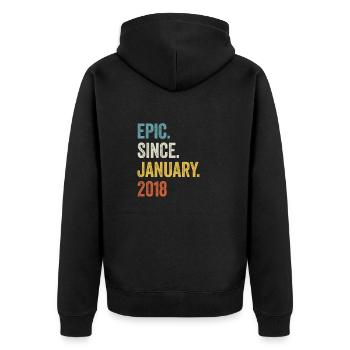 Epic Since January 2018 5. Geburtstag - Unisex Premium Bio Zip Hoodie - Schwarz - Hinten - Nico (187cm)