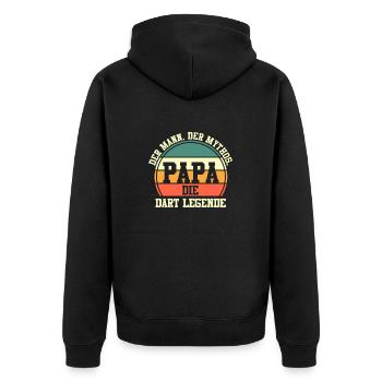 Dart Dartsspieler Darts - Unisex Premium Bio Zip Hoodie - Schwarz - Hinten - Nico (187cm)