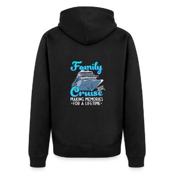 Kreuzfahrtschiff Family Cruise 2023 Kreuzfahrt - Unisex Premium Bio Zip Hoodie - Schwarz - Hinten - Nico (187cm)