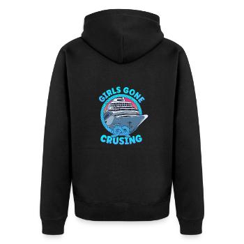 Kreuzfahrtschiff Girls Gone Cruising Kreuzfahrt - Unisex Premium Bio Zip Hoodie - Schwarz - Hinten - Nico (187cm)