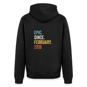 Epic Since February 2018 5. Geburtstag - Unisex Premium Bio Zip Hoodie - Schwarz - Hinten - Nico (187cm)