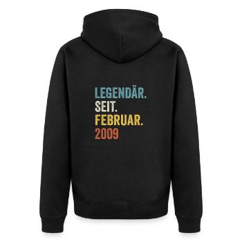 14 Jahre Legendär Seit Februar 2009 14. Geburtstag - Unisex Premium Bio Zip Hoodie - Schwarz - Hinten - Nico (187cm)