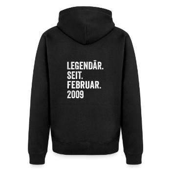 14 Jahre Legendär Seit Februar 2009 14. Geburtstag - Unisex Premium Bio Zip Hoodie - Schwarz - Hinten - Nico (187cm)