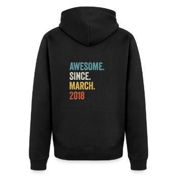 5 Years Awesome Since March 2018 5th Birthday - Unisex Premium Organic Zip Hoodie - black - Back - Nico (187cm)