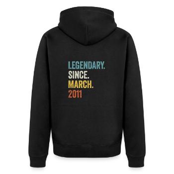 12 Years Legendary Since March 2011 12th Birthday - Unisex Premium Organic Zip Hoodie - black - Back - Nico (187cm)