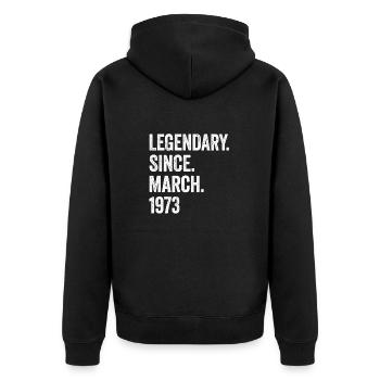 50 Years Legendary Since March 1973 50th Birthday - Unisex Premium Organic Zip Hoodie - black - Back - Nico (187cm)