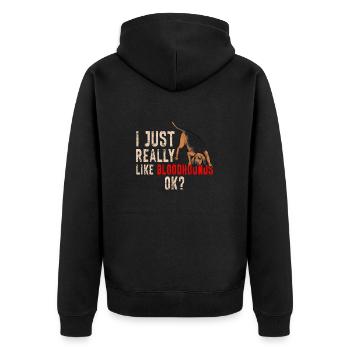 Bloodhound Hund Bluthund - Unisex Premium Bio Zip Hoodie - Schwarz - Hinten - Nico (187cm)