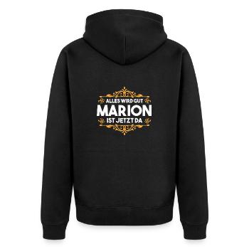 Marion - Unisex Premium Bio Zip Hoodie - Schwarz - Hinten - Nico (187cm)