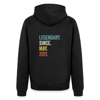 12. Geburtstag 12 Jahre Legendary Since May 2011 - Unisex Premium Bio Zip Hoodie - Schwarz - Hinten - Nico (187cm)