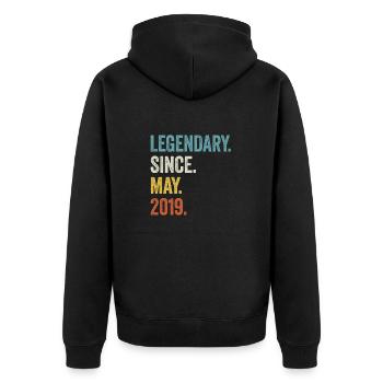 4. Geburtstag 4 Jahre Legendary Since May 2019 - Unisex Premium Bio Zip Hoodie - Schwarz - Hinten - Nico (187cm)