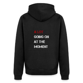 Im Moment ist nicht viel los - Unisex Premium Bio Zip Hoodie - Schwarz - Hinten - Nico (187cm)