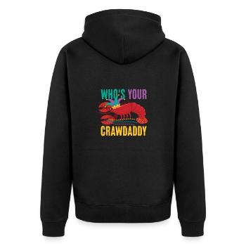 Wer ist dein Crawdaddy Dad Vatertag Crawfish Mardi - Unisex Premium Bio Zip Hoodie - Schwarz - Hinten - Nico (187cm)