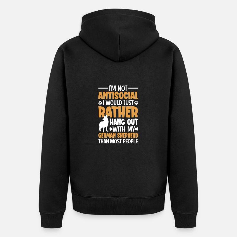 Hundebesitzer Schäferhund - Unisex Premium Bio Zip Hoodie - Schwarz