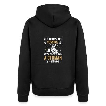 Deutscher Schäferhund Geschenkidee Hunde - Unisex Premium Bio Zip Hoodie - Schwarz - Hinten - Nico (187cm)