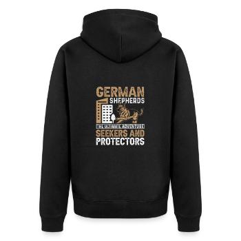 Schäferhund Besitzer Liebe - Unisex Premium Bio Zip Hoodie - Schwarz - Hinten - Nico (187cm)