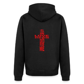 Je suis tombée amoureuse d’un homme qui est mort pour moi Christian - Veste à capuche bio Premium Unisexe - noir - Dos - Nico (187cm)