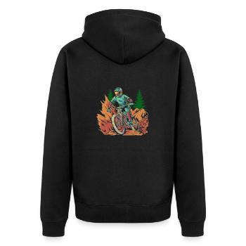 Mountain Bike Downhill Mountainbike MTB - Unisex Premium Bio Zip Hoodie - Schwarz - Hinten - Nico (187cm)
