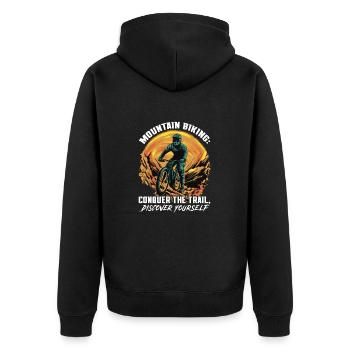 Mountainbike Downhill Mountain Bike MTB - Unisex Premium Bio Zip Hoodie - Schwarz - Hinten - Nico (187cm)