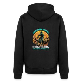 Mountain Biking Downhill Mountain Bike MTB - Unisex Premium Organic Zip Hoodie - black - Back - Nico (187cm)