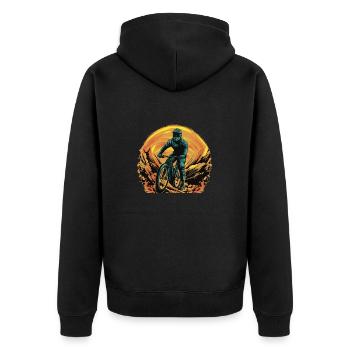 Mountainbike Downhill Mountain Bike MTB - Unisex Premium Bio Zip Hoodie - Schwarz - Hinten - Nico (187cm)