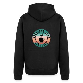 Moins Depresso Coffee Lover Déprimé - Veste à capuche bio Premium Unisexe - noir - Dos - Nico (187cm)