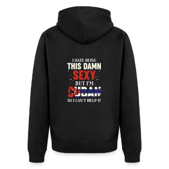 Lustiges kubanisches Erbe Sprichwort - Unisex Premium Bio Zip Hoodie - Schwarz - Hinten - Nico (187cm)