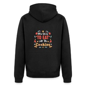 Am ehesten werden alle Kekse gegessen - Unisex Premium Bio Zip Hoodie - Schwarz - Hinten - Nico (187cm)