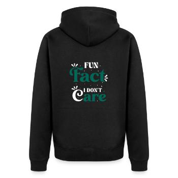 Fun Fact I Don't Care Provokativer Spruch - Unisex Premium Bio Zip Hoodie - Schwarz - Hinten - Nico (187cm)