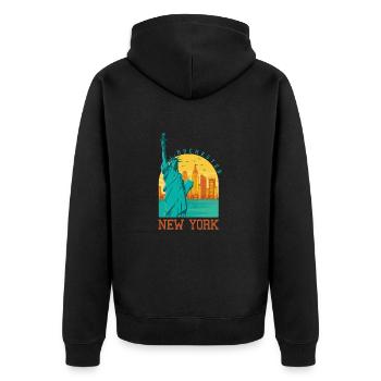 Rochester New York - Unisex Premium Organic Zip Hoodie - black - Back - Nico (187cm)