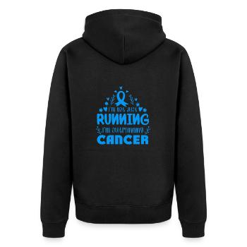 I'm Outrunning Prostate Cancer - Unisex Premium Organic Zip Hoodie - black - Back - Nico (187cm)