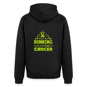 I'm Outrunning Lymphoma Cancer - Unisex Premium Organic Zip Hoodie - black - Back - Nico (187cm)
