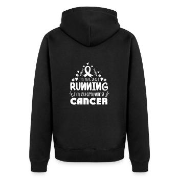I'm Outrunning Lung Cancer - Unisex Premium Organic Zip Hoodie - black - Back - Nico (187cm)