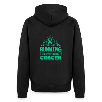 I'm Outrunning Liver Cancer - Unisex Premium Organic Zip Hoodie - black - Back - Nico (187cm)
