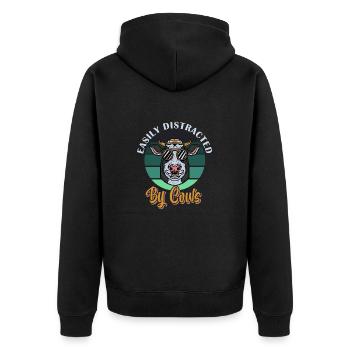 Easily Distracted By Cows Country Babe - Unisex Premium Organic Zip Hoodie - black - Back - Nico (187cm)