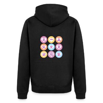 Sag ja nein vielleicht Optionen Erstes Date - Unisex Premium Bio Zip Hoodie - Schwarz - Hinten - Nico (187cm)