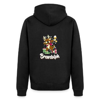 Brewdolph Funny Beer Lover Reindeer - Unisex Premium Organic Zip Hoodie - black - Back - Nico (187cm)