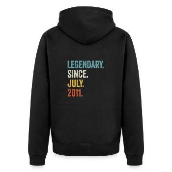 12. Geburtstag 12 Jahre Legendary Since July 2011 - Unisex Premium Bio Zip Hoodie - Schwarz - Hinten - Nico (187cm)