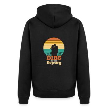 Dibs On The Deputy - Unisex Premium Organic Zip Hoodie - black - Back - Nico (187cm)