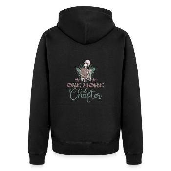 Nur noch ein Kapitel Buchwurm Spruch - Unisex Premium Bio Zip Hoodie - Schwarz - Hinten - Nico (187cm)