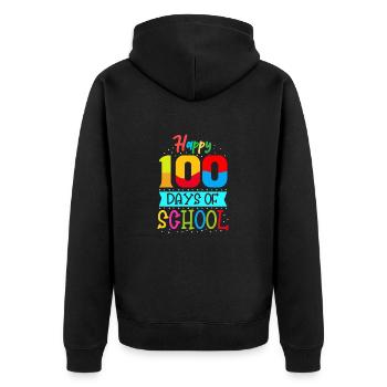 Glückliche hundert Tage Schule - Unisex Premium Bio Zip Hoodie - Schwarz - Hinten - Nico (187cm)