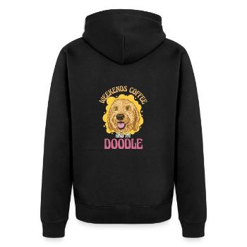 Wochenenden Kaffee Und Mein Gekritzel - Unisex Premium Bio Zip Hoodie - Schwarz - Hinten - Nico (187cm)