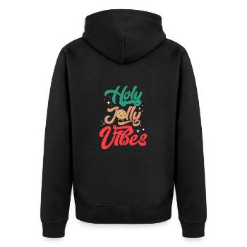 Holy Jolly Vibes - Unisex Premium Organic Zip Hoodie - black - Back - Nico (187cm)