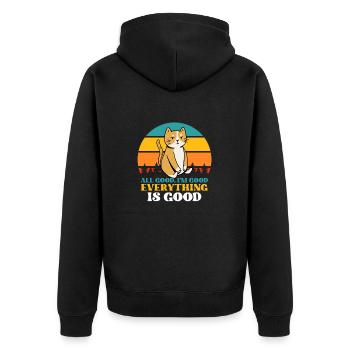 Alles gut Ich bin gut Alles ist gut - Unisex Premium Bio Zip Hoodie - Schwarz - Hinten - Nico (187cm)