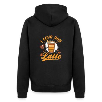 Je t’aime un café au lait Saint-Valentin - Veste à capuche bio Premium Unisexe - noir - Dos - Nico (187cm)