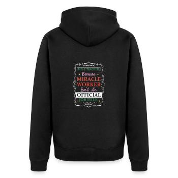 Bibellehrer Wundertäter - Unisex Premium Bio Zip Hoodie - Schwarz - Hinten - Nico (187cm)