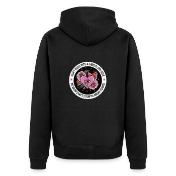 Die Kardiologie weiß, wie man Herzen bricht - Unisex Premium Bio Zip Hoodie - Schwarz - Hinten - Nico (187cm)