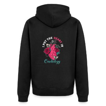 Put The Heart In Cardiology Cardiologist - Unisex Premium Organic Zip Hoodie - black - Back - Nico (187cm)
