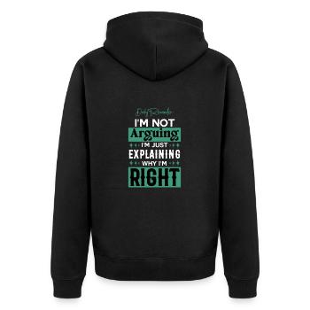 Ich erkläre nur, warum ich Recht habe, Sarkasmus - Unisex Premium Bio Zip Hoodie - Schwarz - Hinten - Nico (187cm)