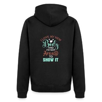 I Love My New Body Funny Boob Surgery - Unisex Premium Organic Zip Hoodie - black - Back - Nico (187cm)